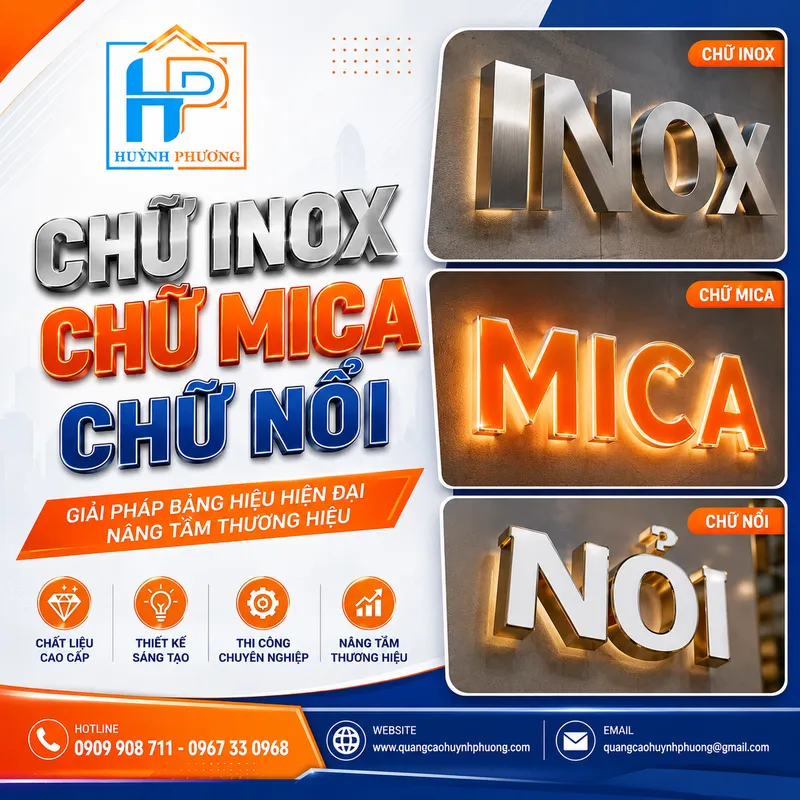 Gia công chữ inox chữ mica chữ nổi 3D tinh xảo thẩm mỹ cao