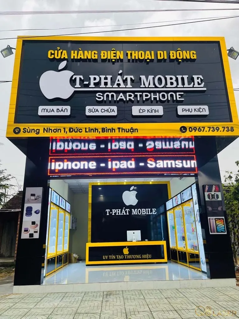 Thi công bảng hiệu alu chữ nổi led và bảng ma trận led cho cửa hàng điện thoại T-Phát Mobile