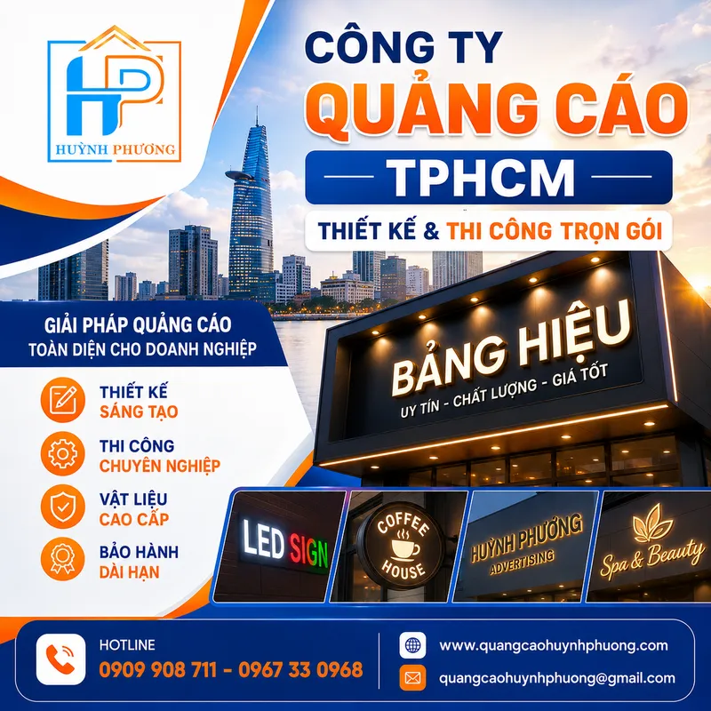 Công ty quảng cáo tphcm thiết kế và thi công bảng hiệu trọn gói