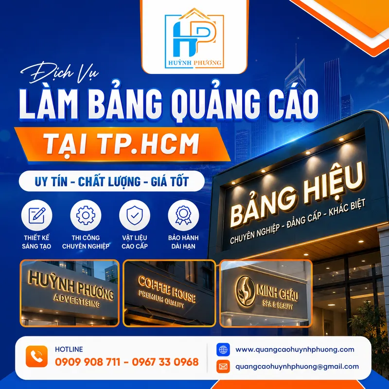 Dịch vụ làm bảng hiệu quảng cáo tphcm uy tín chất lượng giá tốt nhất