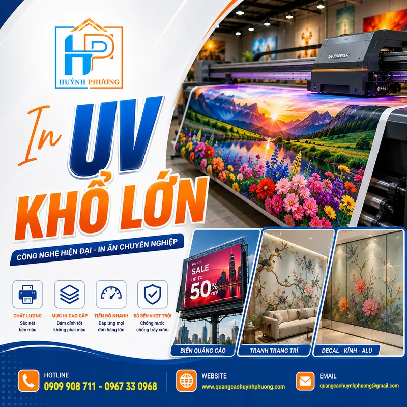 In uv khổ lớn trên mọi chất liệu sắc nét bền màu chống chịu thời tiết