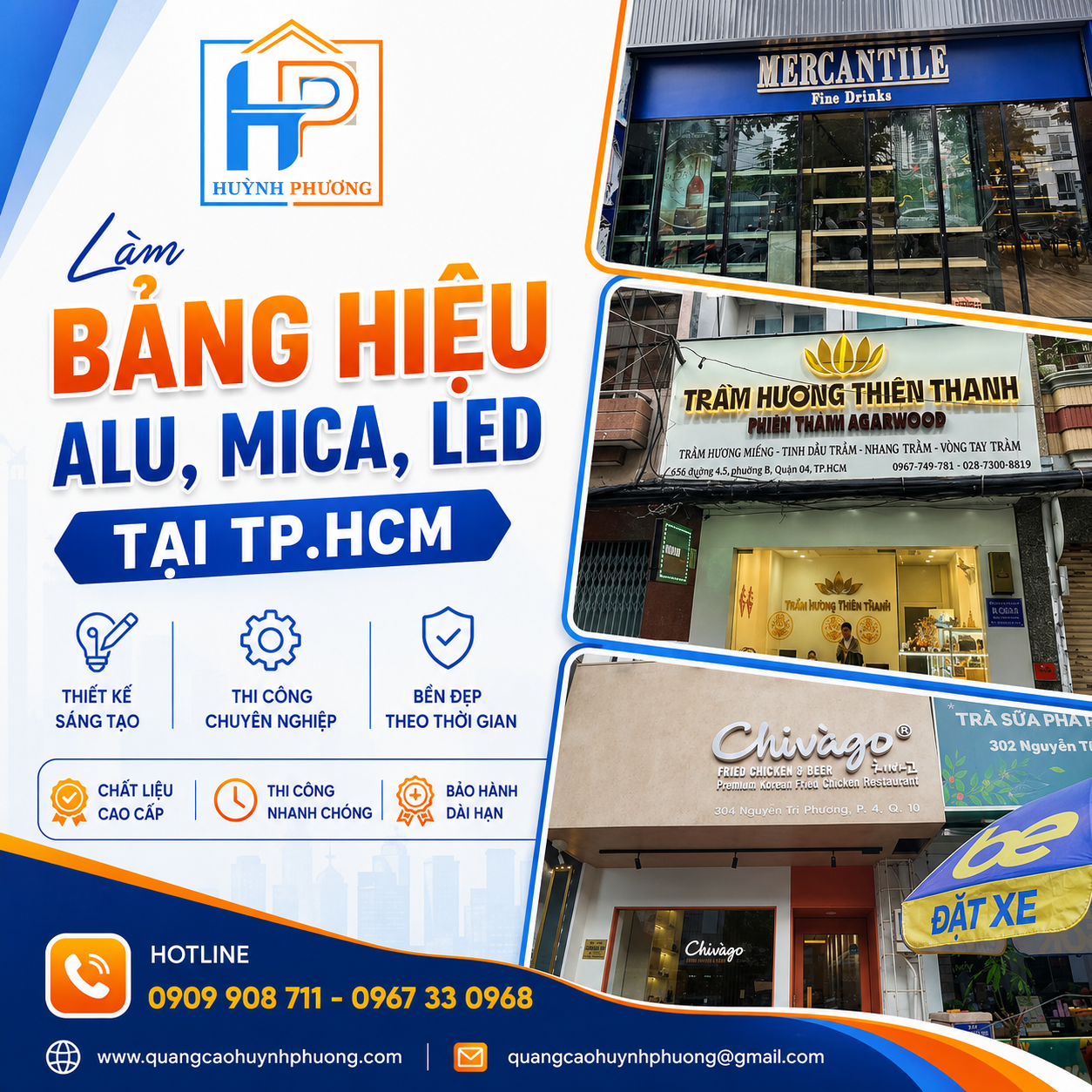 Làm bảng hiệu alu mica led đẹp thẩm mỹ cao tại tphcm