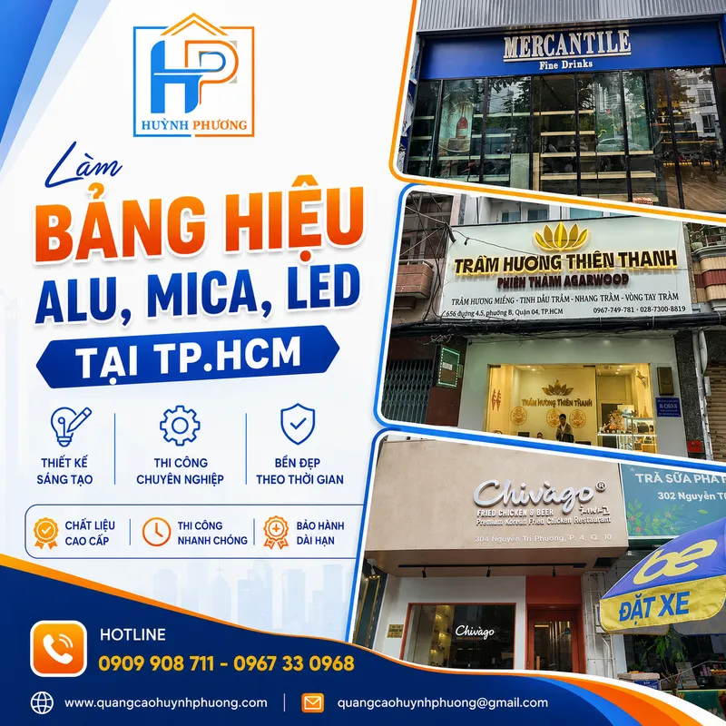Làm bảng hiệu alu mica led đẹp thẩm mỹ cao tại tphcm