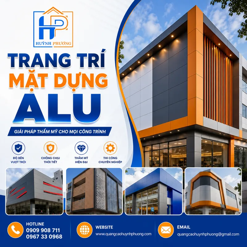 Thi công trang trí mặt dựng alu ốp alu mặt tiền shop showroom